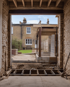 Structural opening with steel beam for open-plan extension