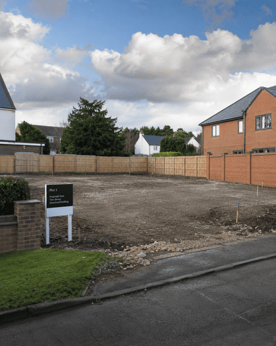 Empty residential plot prepared for new build development